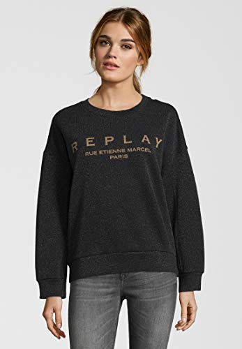 REPLAY W3114 .000.22672 Sudadera, Negro (Black Lurex 40), S para Mujer