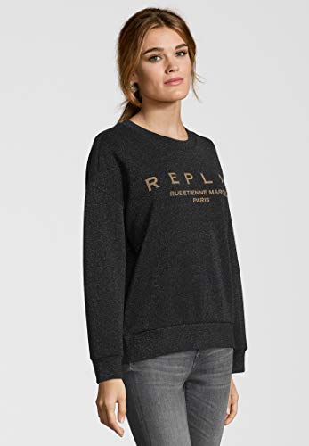 REPLAY W3114 .000.22672 Sudadera, Negro (Black Lurex 40), S para Mujer