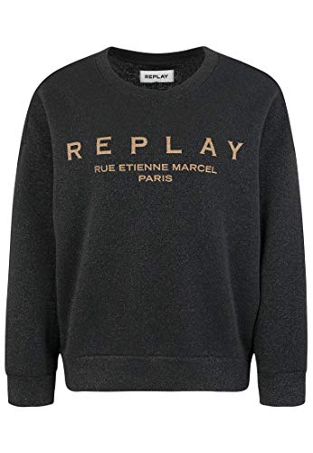 REPLAY W3114 .000.22672 Sudadera, Negro (Black Lurex 40), S para Mujer