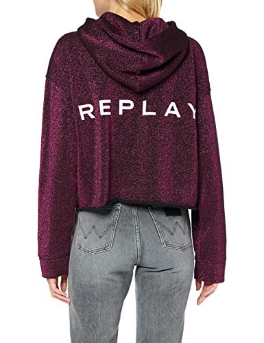 Replay W3552 .000.22672 Sudadera con capucha , rosa ( 110 Durk Fuxia Lurex ) , XS para Mujer