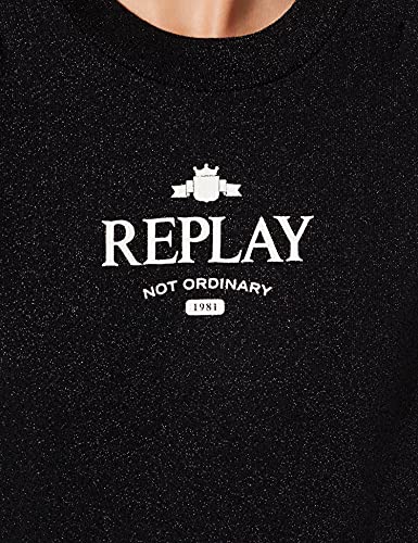 REPLAY W3609 Sudadera, 040 Black Lurex, M para Mujer