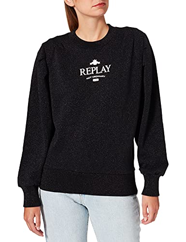 REPLAY W3609 Sudadera, 040 Black Lurex, M para Mujer