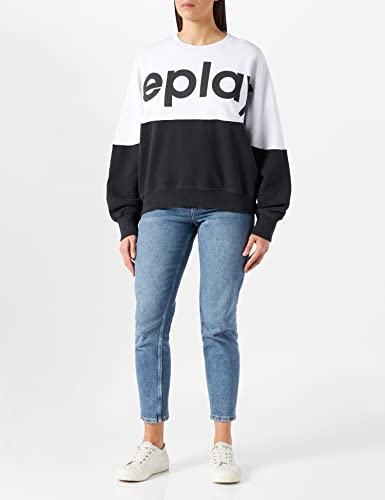 REPLAY W3612 .000.22890CS Sudadera, 010 White/Black, XL para Mujer