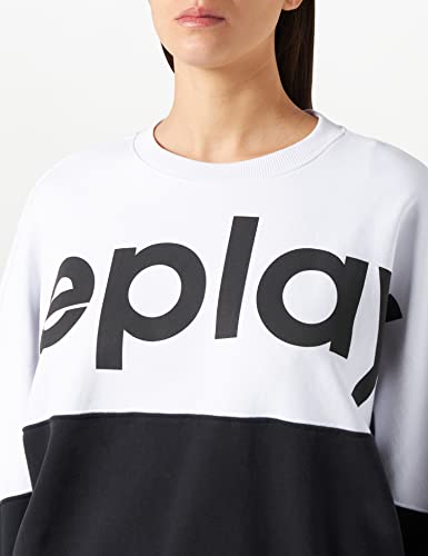 REPLAY W3612 .000.22890CS Sudadera, 010 White/Black, XL para Mujer