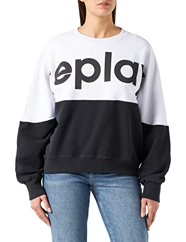 REPLAY W3612 .000.22890CS Sudadera, 010 White/Black, XL para Mujer