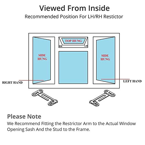 Restrictor de Ventana para Niños 4 Unidades Limitador Acero Inoxidable 304 Seguridad para Ventanas Abatibles UPVC con Tornillos y Instruciones-2 Derecha + 2 Izquierda