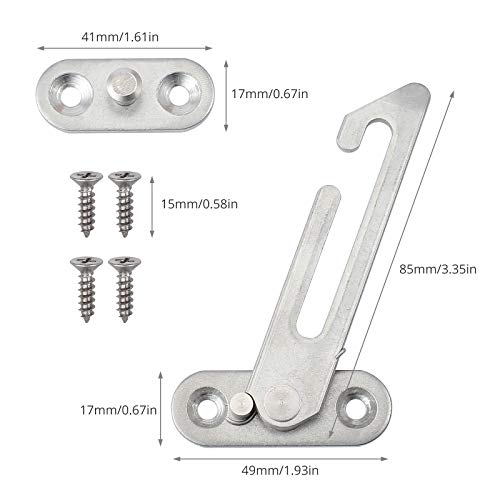 Restrictor de Ventana para Niños 4 Unidades Limitador Acero Inoxidable 304 Seguridad para Ventanas Abatibles UPVC con Tornillos y Instruciones-2 Derecha + 2 Izquierda