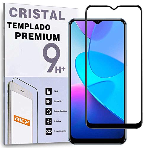 REY Protector de Pantalla Curvo para Vivo Y11s - Vivo Y20s, Negro, Cristal Vidrio Templado Premium, 3D / 4D / 5D, Anti Roturas