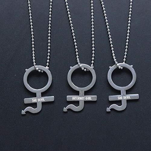 RG-FA Pendientes de acero inoxidable con símbolo femenino gótico Streetwear colgante collar para mujer, una cadena de perlas cuadrada