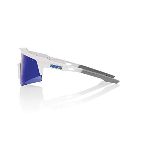 Ride100percent SPEEDCRAFT XS-Matte White-Blue Multilayer Mirror Lens, Adultos Unisex, Blanco, ESTANDAR