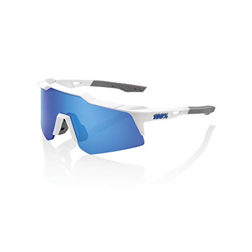 Ride100percent SPEEDCRAFT XS-Matte White-Blue Multilayer Mirror Lens, Adultos Unisex, Blanco, ESTANDAR