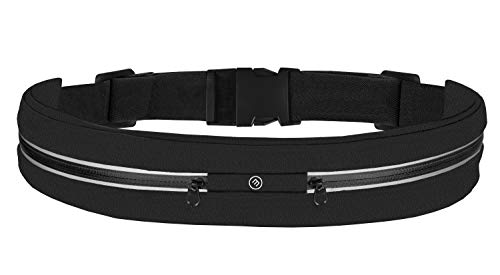 Riñonera Deportiva Running Belt | Cinturón de Fitness con Cremallera Impermeable 2 Compartimentos, teléfono, móvil, iPhone, Dinero & Llave: Unidad Funda para Correr, Deportes Gimnasio Mujer Hombre