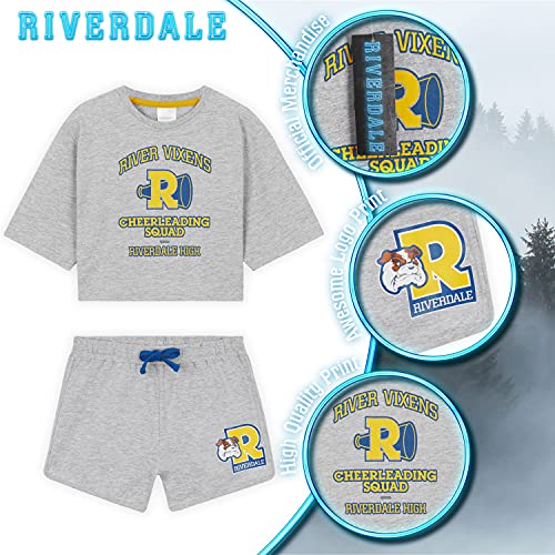 Riverdale Pijama Niña, Camiseta Corta Y Pantalón Corto Para Niña, Ropa Adolescentes Chica Con Crop Top Regalos Para Niñas 7-15 Años (11-12 Años, Gris)