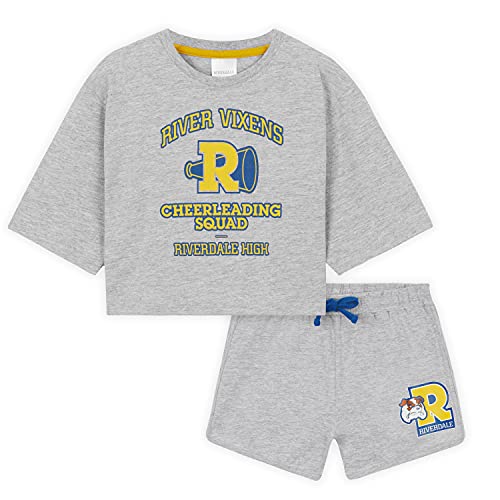 Riverdale Pijama Niña, Camiseta Corta Y Pantalón Corto Para Niña, Ropa Adolescentes Chica Con Crop Top Regalos Para Niñas 7-15 Años (11-12 Años, Gris)