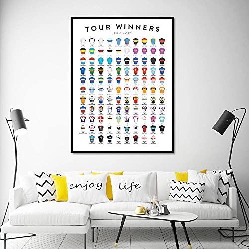 RLJHG Bicicleta Lienzo Pintura ImpresióN Tour De France Poster Ganador Arte De Pared E Impresiones NóRdico Moderno Salon De Estar Decoracion del Hogar Cuadros 40x60cm Sin Marco