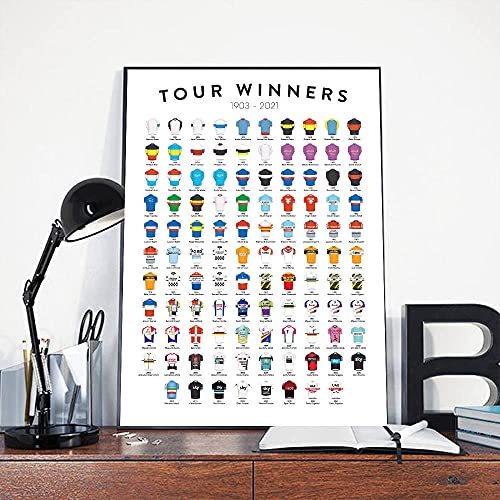 RLJHG Bicicleta Lienzo Pintura ImpresióN Tour De France Poster Ganador Arte De Pared E Impresiones NóRdico Moderno Salon De Estar Decoracion del Hogar Cuadros 40x60cm Sin Marco