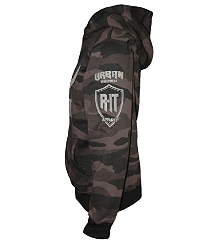 ROCK-IT Apparel Sudadera con Capucha para Hombre Sudadera Urban Streetstyle con Capucha Cremallera y Forro Polar en el Interior Sudadera con Capucha S-5XL RI1054 Dark Camo L