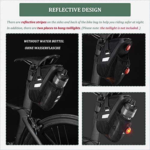 ROCKBROS Bolsa Sillín de Bicicleta, Alforja Asiento Impermeable Grande Multifunción para Bidón, para MTB Bicicleta Carretera