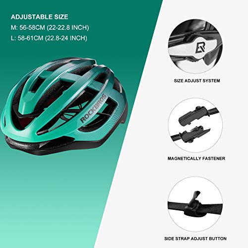 ROCKBROS Casco Adulto Bicicleta Montaña Carretera MTB Ajustable 55-61 cm, Unisex