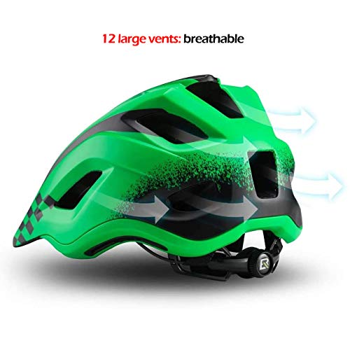 ROCKBROS Casco Bicicleta para Niños 3-15 Años, Casco Integral Desmontable Ajustable para MTB BMX Ciclismo, 48-58cm