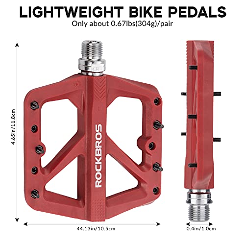 ROCKBROS Pedales Bicicleta MTB BMX Carretera Gran Plataforma Pedales Nylon Antideslizantes, 9/16 Pulgadas