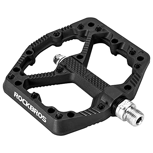 ROCKBROS Pedales de Bicicleta de Nylon, Gran Plataforma Antideslizante, para MTB Bicicleta Carretera BMX, 9/16 Pulgadas