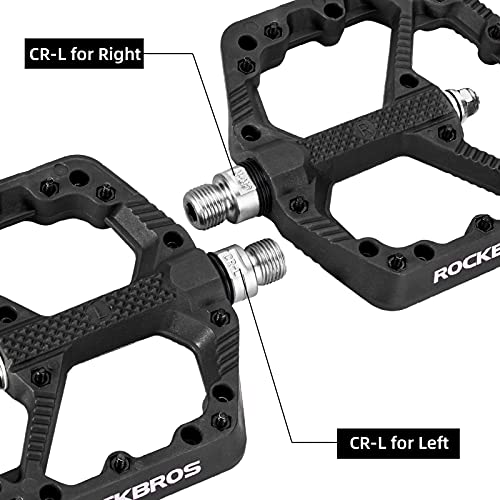 ROCKBROS Pedales de Bicicleta de Nylon, Gran Plataforma Antideslizante, para MTB Bicicleta Carretera BMX, 9/16 Pulgadas