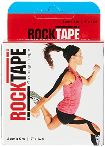 RockTape - Banda de kinesiología, elástica y Cinta Adhesiva, recuperación Muscular, Color Azul, 5 x 5 m/2 x 16,4 Pulgadas