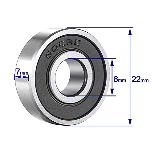 Rodamientos de Bolas 20 Piezas 608 2RS Bearing, Rodamientos Miniatura de Bolas, Mini Rodamientos Bolas Baja Velocidad, Cojinete de Bolas de Ranura Profunda Accesorios de Piezas MecáNicas 8 * 22 * 7mm