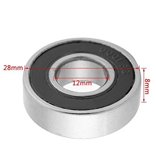 Rodamientos de Bolas - Rodamientos rígidos de Caucho Duradero Sellado de Goma de Uso múltiple de 10 Piezas 6001-2RS (12x28x8 mm)