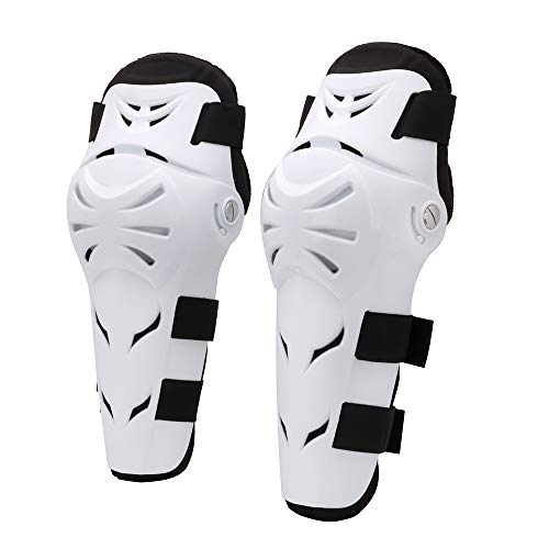 Rodilleras Moto Coderas para Hombre - 4 Piezas Motocross Rodilleras de protección Coderas Motocicleta Equipo de Protecciones para Moto K.T.M BMW, Enduro, Carreras, Ciclismo(Blanco)