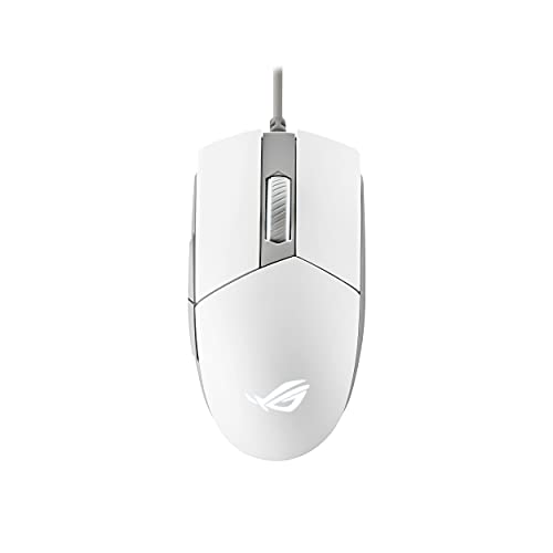 ROG Strix Impact II Moonlight White - Ratón ambidiestro y ergonómico para Gaming (Sensor óptico de 6200 dpi, interruptores Intercambiables, diseño Ligero e iluminación Aura Sync RGB) Blanco Lunar