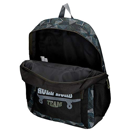 Roll Road Team Mochila Escolar Adaptable a Carro Negro 33x46x17 cms Poliéster 25.81L