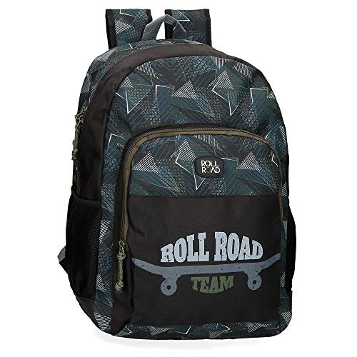 Roll Road Team Mochila Escolar Adaptable a Carro Negro 33x46x17 cms Poliéster 25.81L