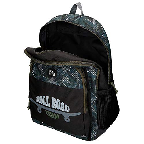 Roll Road Team Mochila Escolar Doble Compartimento Adaptable a Carro Negro 33x46x17 cms Poliéster 25.81L