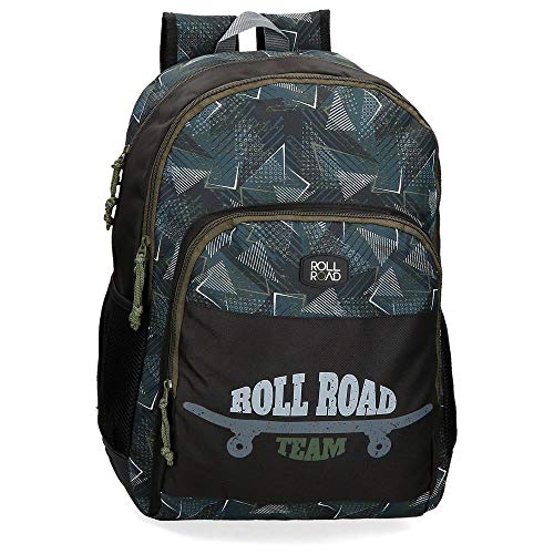 Roll Road Team Mochila Escolar Doble Compartimento Adaptable a Carro Negro 33x46x17 cms Poliéster 25.81L