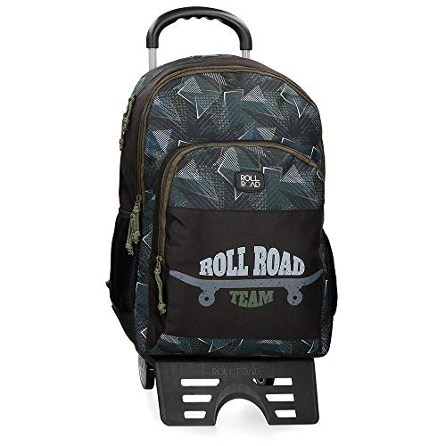 Roll Road Team Mochila Escolar Doble Compartimento con Carro Negro 33x46x17 cms Poliéster 25.81L