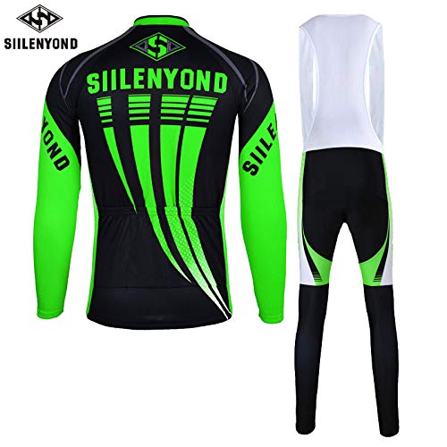 Ropa de Bicicleta Hombre MTB Traje de Ciclismo Mangas Largas Maillot+Pantalones Equipación de Ciclista, Talla M-3XL