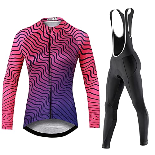 Ropa de ciclismo Ciclismo Chaqueta de ciclismo Manga larga for mujer Ropa de ciclismo con pantalones acolchados en 3D Otoño Otoño Invierno Termal Poliéster Ciclo de ciclismo Bicicleta Trajes de bicicl