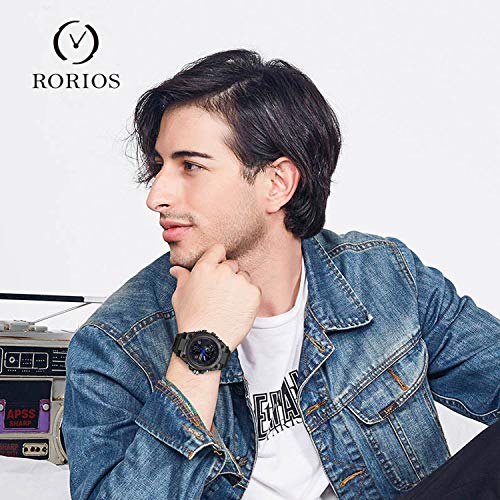 RORIOS Relojes Deportivos para Hombre Resistente al Agua Digital Militares Relojes Multifuncional Militar Reloj para Hombre