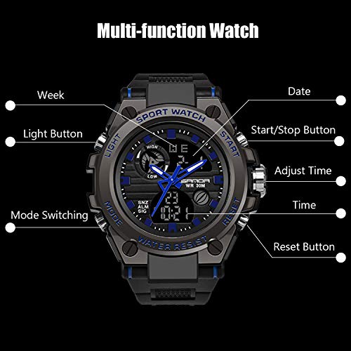 RORIOS Relojes Deportivos para Hombre Resistente al Agua Digital Militares Relojes Multifuncional Militar Reloj para Hombre