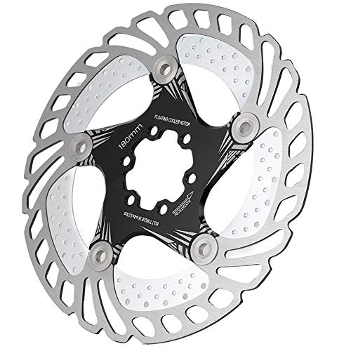Rotores de disco de freno de bicicleta180 mm 6 pernos Rotores de bicicleta aptos para ciclismo de carretera Bicicleta de montaña MTB BMX(Black)