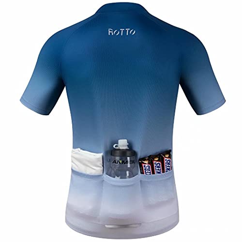 ROTTO Maillot Ciclismo Hombre Camiseta Ciclismo Manga Corta Ropa Ciclista para Bicicleta de montaña con Bolsillo