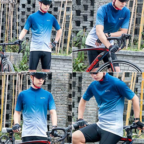 ROTTO Maillot Ciclismo Hombre Camiseta Ciclismo Manga Corta Ropa Ciclista para Bicicleta de montaña con Bolsillo