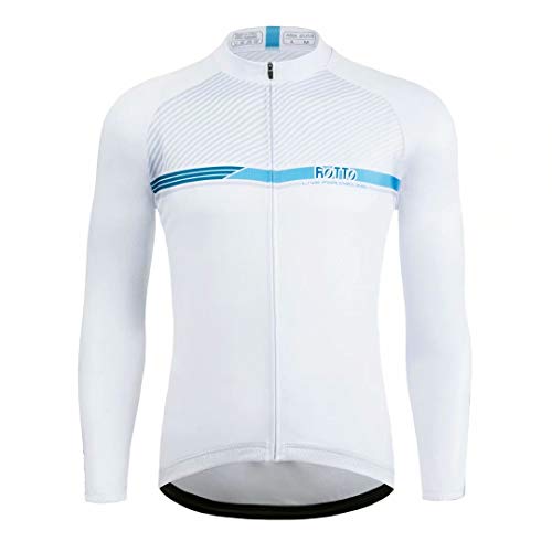 ROTTO Maillot Ciclismo Hombre Camiseta Ciclismo Manga Larga con Bolsillo