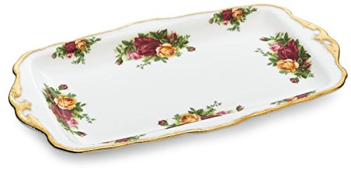 Royal Albert IOLCOR00070 Old Country Roses-Bandeja para sándwiches (30 x 17,5 cm), Color Blanco, Porcelana, Multicolor, 17.1 x 29.8 x 2.5 cm