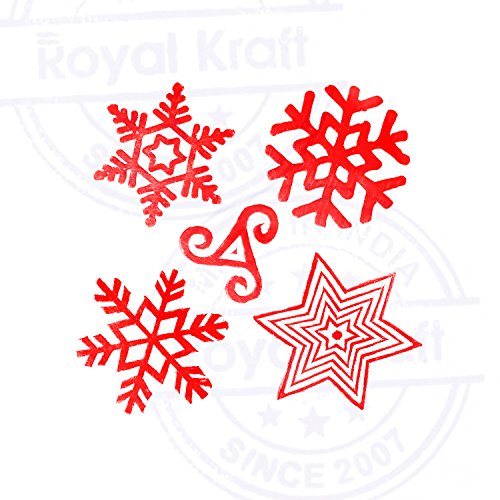 Royal Kraft Atractivo Forma Estrella y Copo Nieve Madera Sellos para Imprenta (Set de 5)