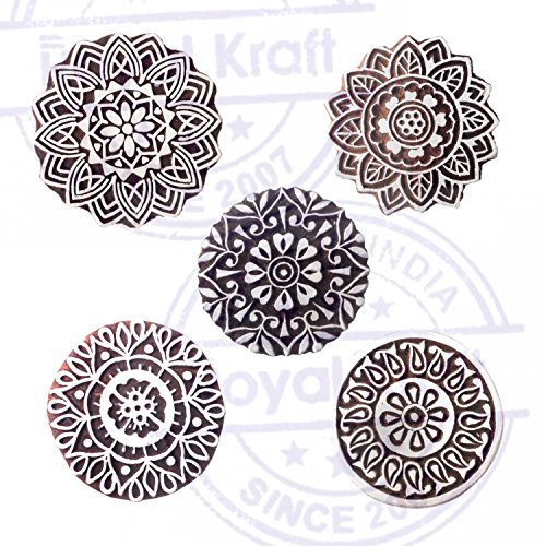 Royal Kraft Hecho Mano Diseños Floral y Mandala Madera Bloque Sellos (Set de 5)