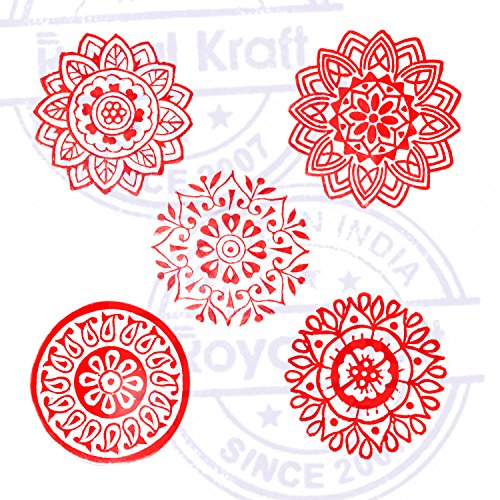 Royal Kraft Hecho Mano Diseños Floral y Mandala Madera Bloque Sellos (Set de 5)