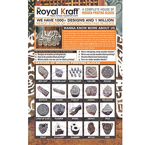 Royal Kraft Hecho Mano Diseños Floral y Mandala Madera Bloque Sellos (Set de 5)